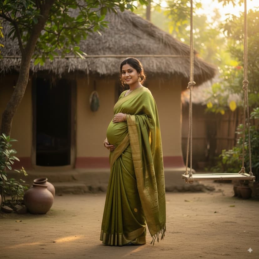 Pregnant woman holding her belly